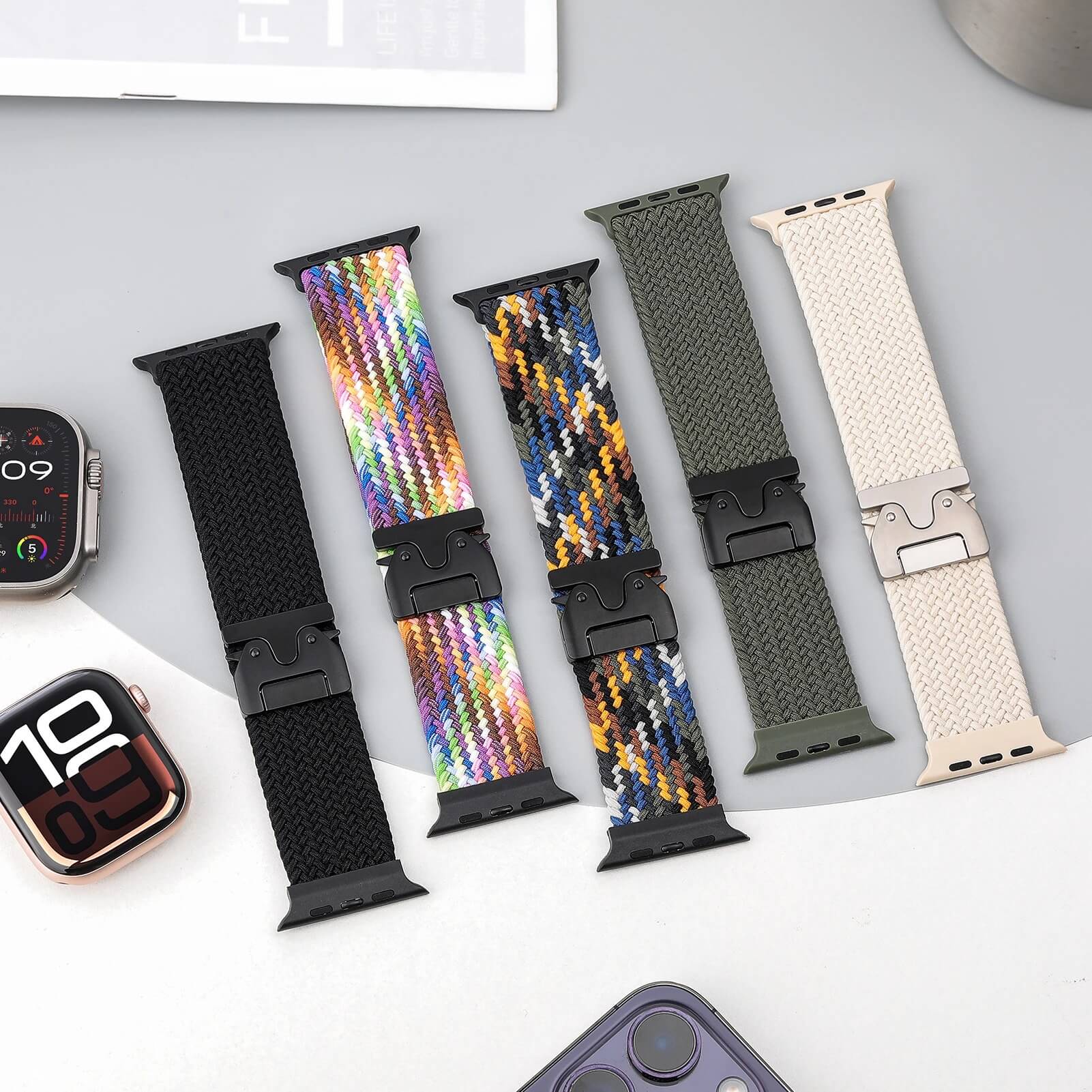 Braided Elastic Woven Band For Apple Watch Series And Ultra 