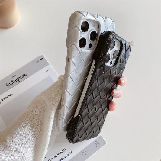 Shock Proof Woven Pattern Solid Candy Color Case For iPhone