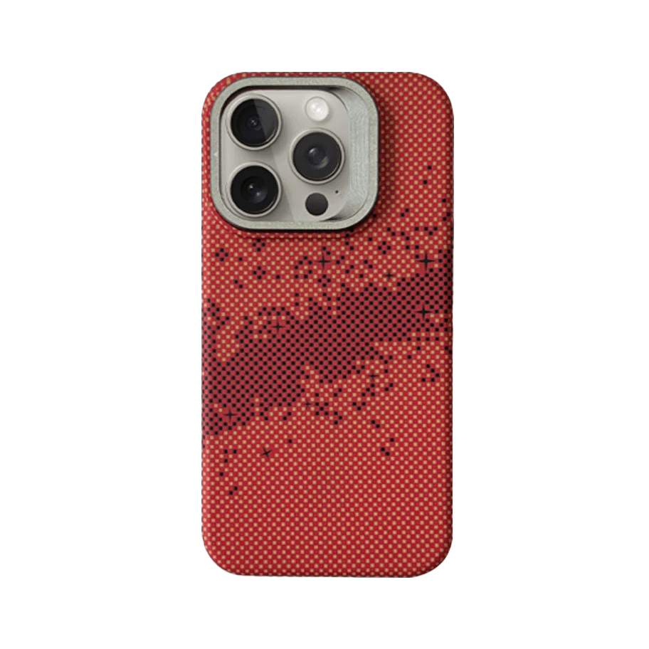 iPhone Carbon Fiber Pattern Case With Metal Camera Stand