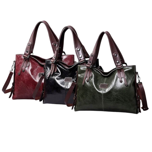 Classic Leather Shoulder Tote Bag for Women