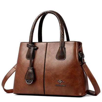 Classic Soft Leather Structured Tote Handbag for Women