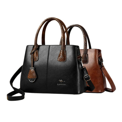 Classic Soft Leather Structured Tote Handbag for Women