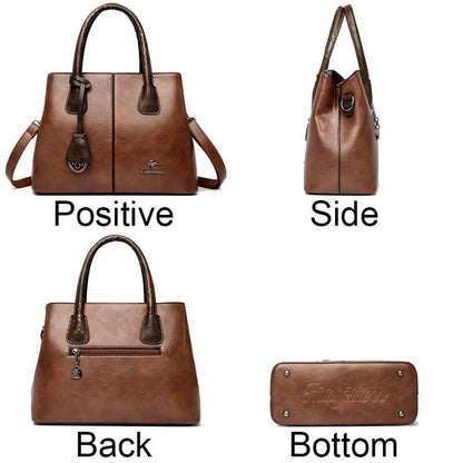 Classic Soft Leather Structured Tote Handbag for Women