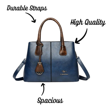 Classic Soft Leather Structured Tote Handbag for Women