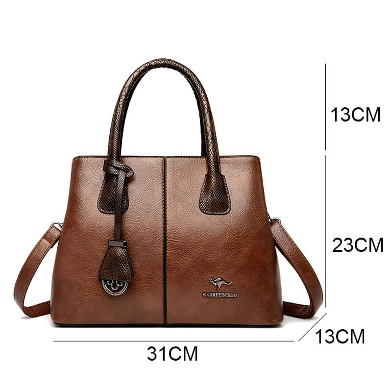 Classic Soft Leather Structured Tote Handbag for Women