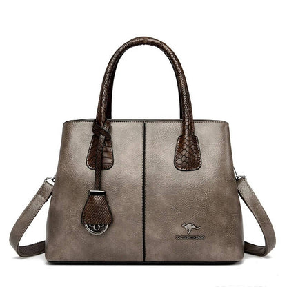 Classic Soft Leather Structured Tote Handbag for Women