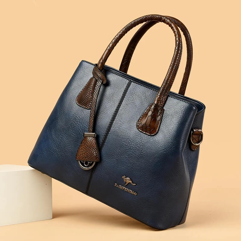 Classic Soft Leather Structured Tote Handbag for Women