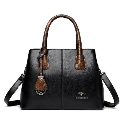 Classic Soft Leather Structured Tote Handbag for Women