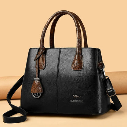 Classic Soft Leather Structured Tote Handbag for Women