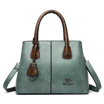 Classic Soft Leather Structured Tote Handbag for Women