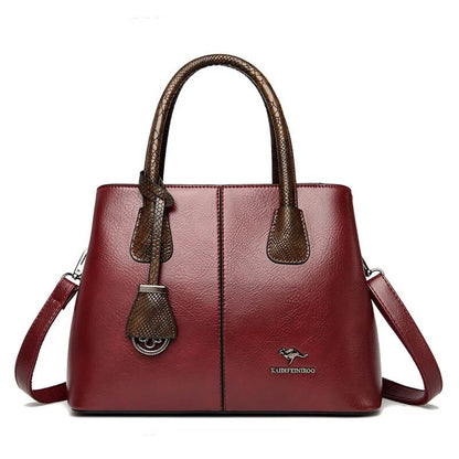 Classic Soft Leather Structured Tote Handbag for Women