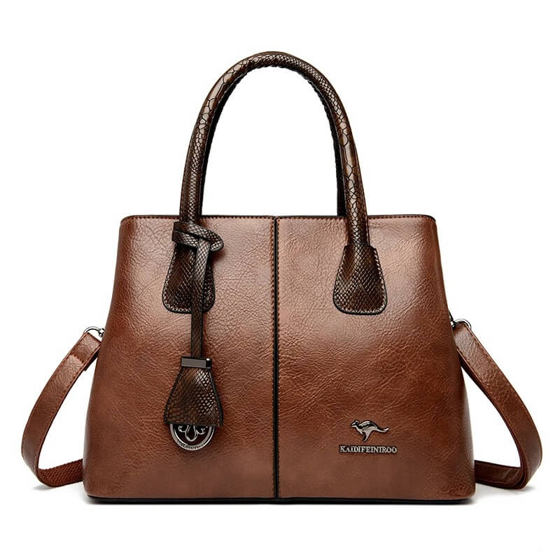 Classic Soft Leather Structured Tote Handbag for Women