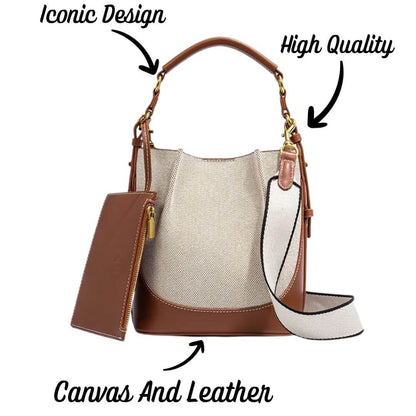 Large Capacity Canvas and Leather Crossbody Handbag