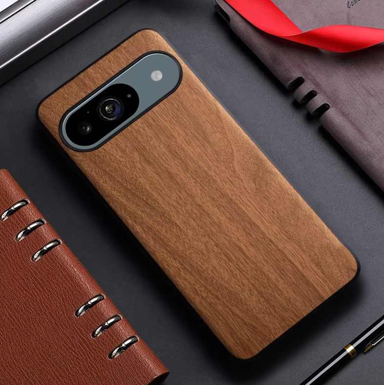 Google Pixel 9 Pro Bamboo Wood Pattern Leather Case