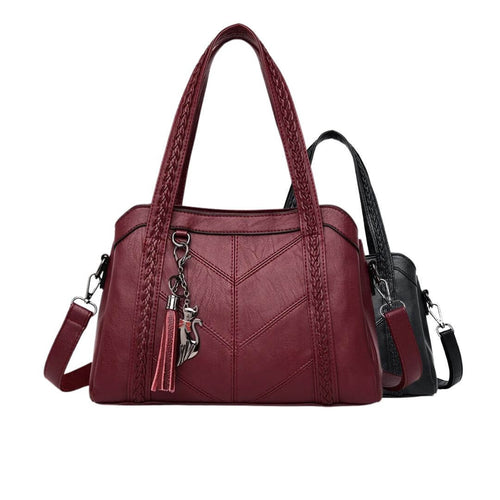 Stylish Leather Shoulder and Crossbody Handbag for Casual Use