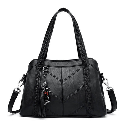 Stylish Leather Shoulder and Crossbody Handbag for Casual Use