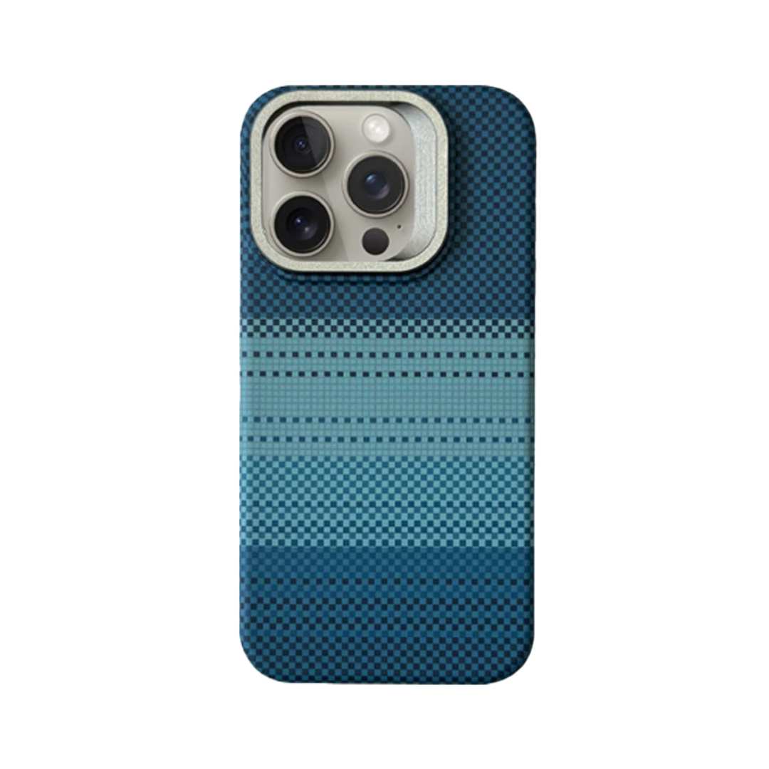 iPhone Carbon Fiber Pattern Case With Metal Camera Stand