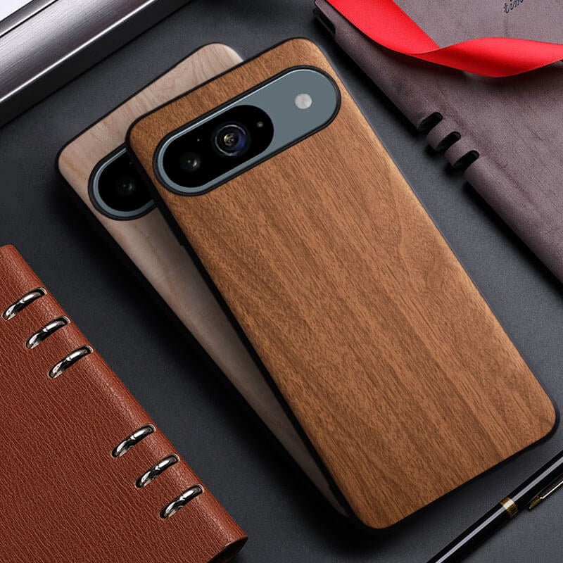 Google Pixel 9 Pro Bamboo Wood Pattern Leather Case