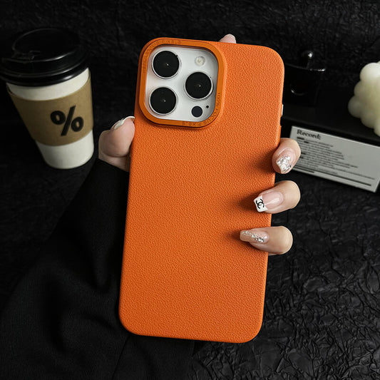 Matte Lichee Leather Pattern Shockproof Phone Case For iPhone 16 And 15