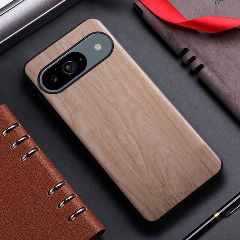 Google Pixel 9 Pro Bamboo Wood Pattern Leather Case