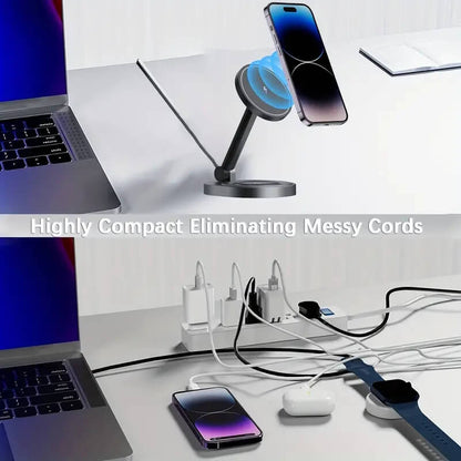 3 In 1 Foldable Wireless Charger Stand Pad For iPhone And Apple Watch Airpods