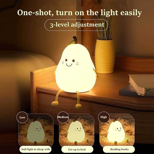 Night Lights for Kids Pear Shaped Silicone Nightlight With 7 Color 