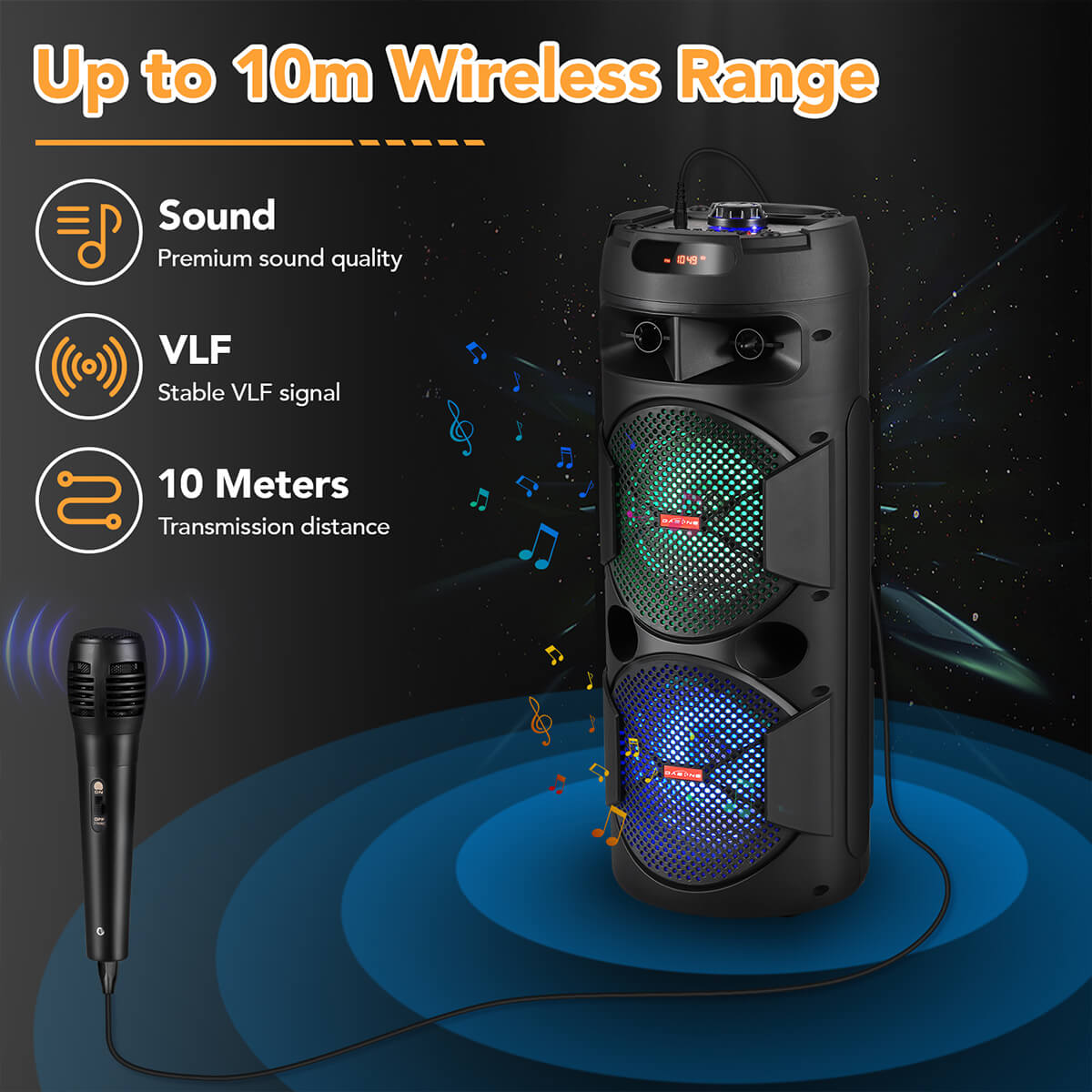 Outdoor Bluetooth Party Speaker With Subwoofer And LED Light