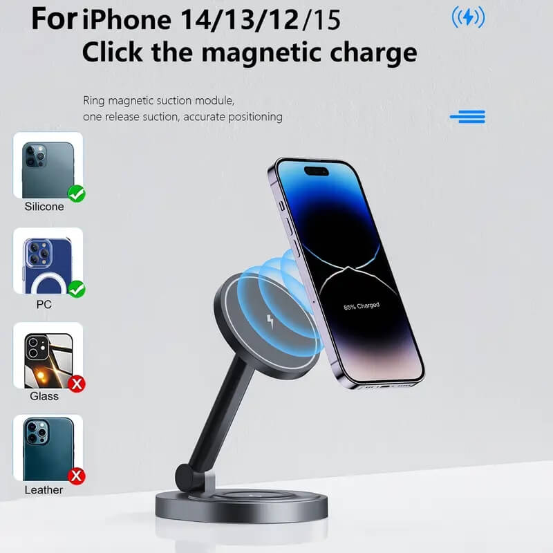 3 In 1 Foldable Wireless Charger Stand Pad For iPhone And Apple Watch Airpods