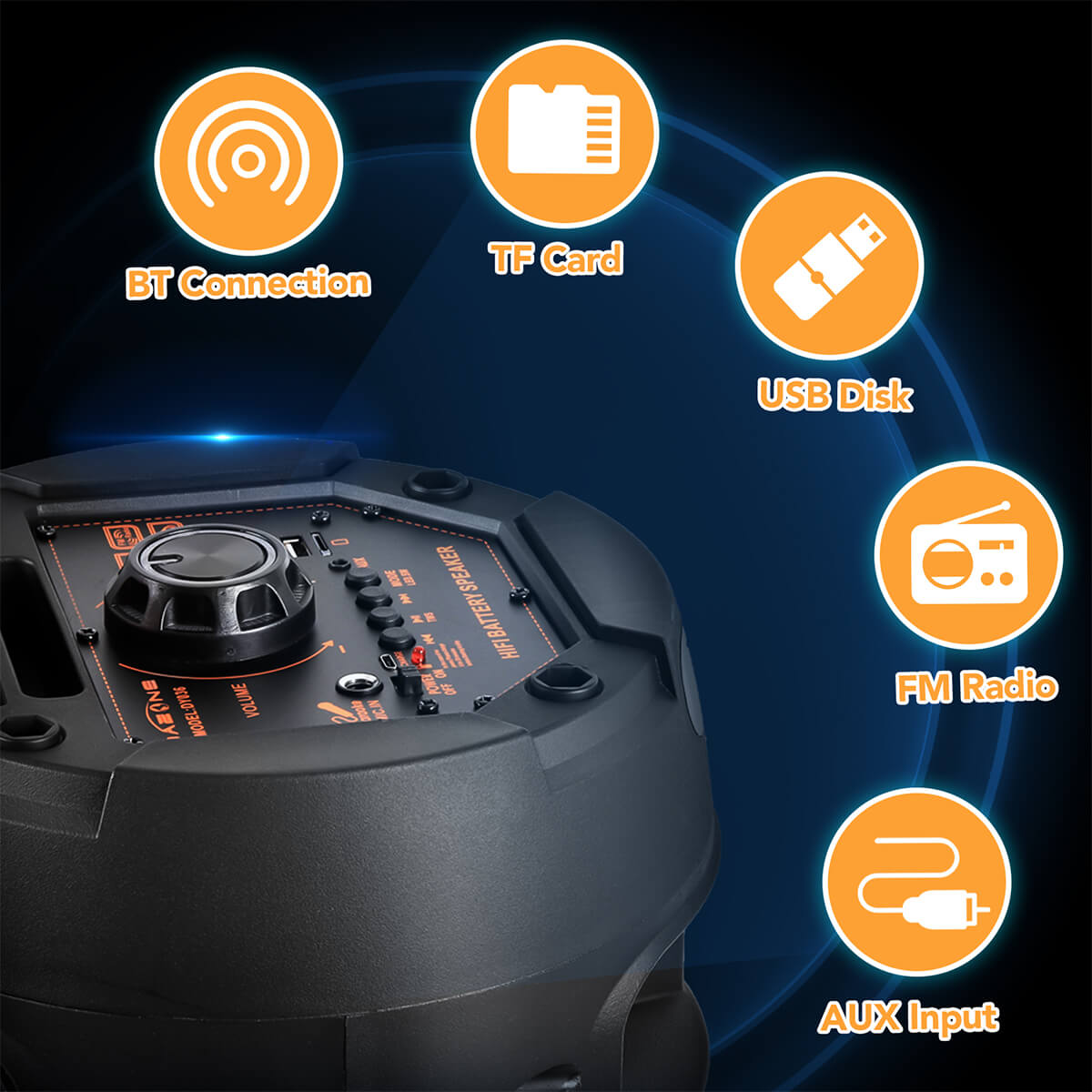 Outdoor Bluetooth Party Speaker With Subwoofer And LED Light