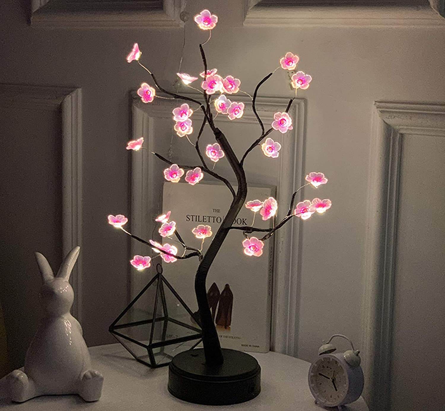 Table Tree Night Light USB Powered Cherry Blossom LED Bonsai