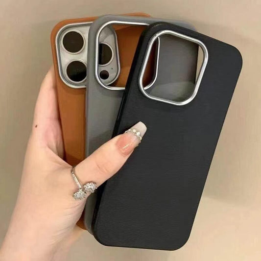 Premium Shockproof Matte Leather Phone Case For iPhone 16 15 And 14 Pro 